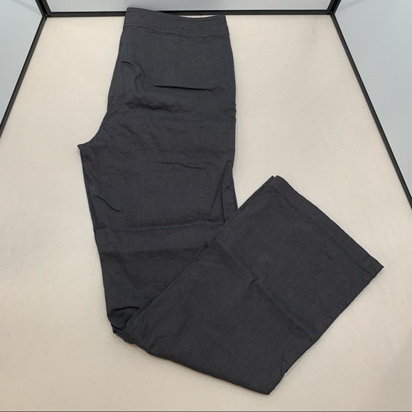 EILEEN FISHER Dark Charcoal Gray Linen-Viscose Spandex Blend Pants Size 12 - Picture 1 of 10